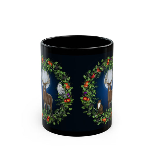 Festive Animal-Themed Black Mug | Perfect for Holiday Gifting