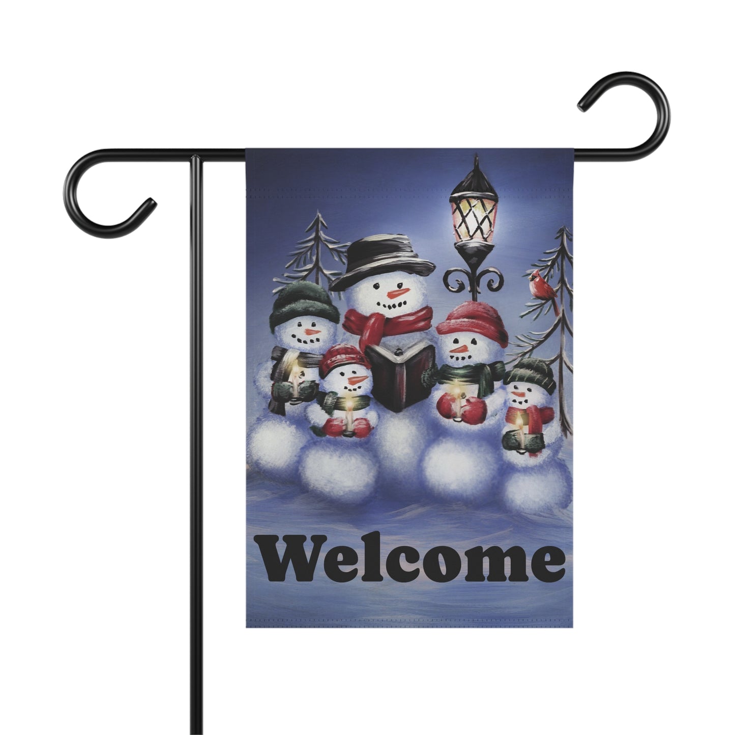 Charming Winter Welcome Banner, Holiday Garden Flag, Outdoor Decor for Winter, Snowman Welcome Sign, Festive Home Accent
