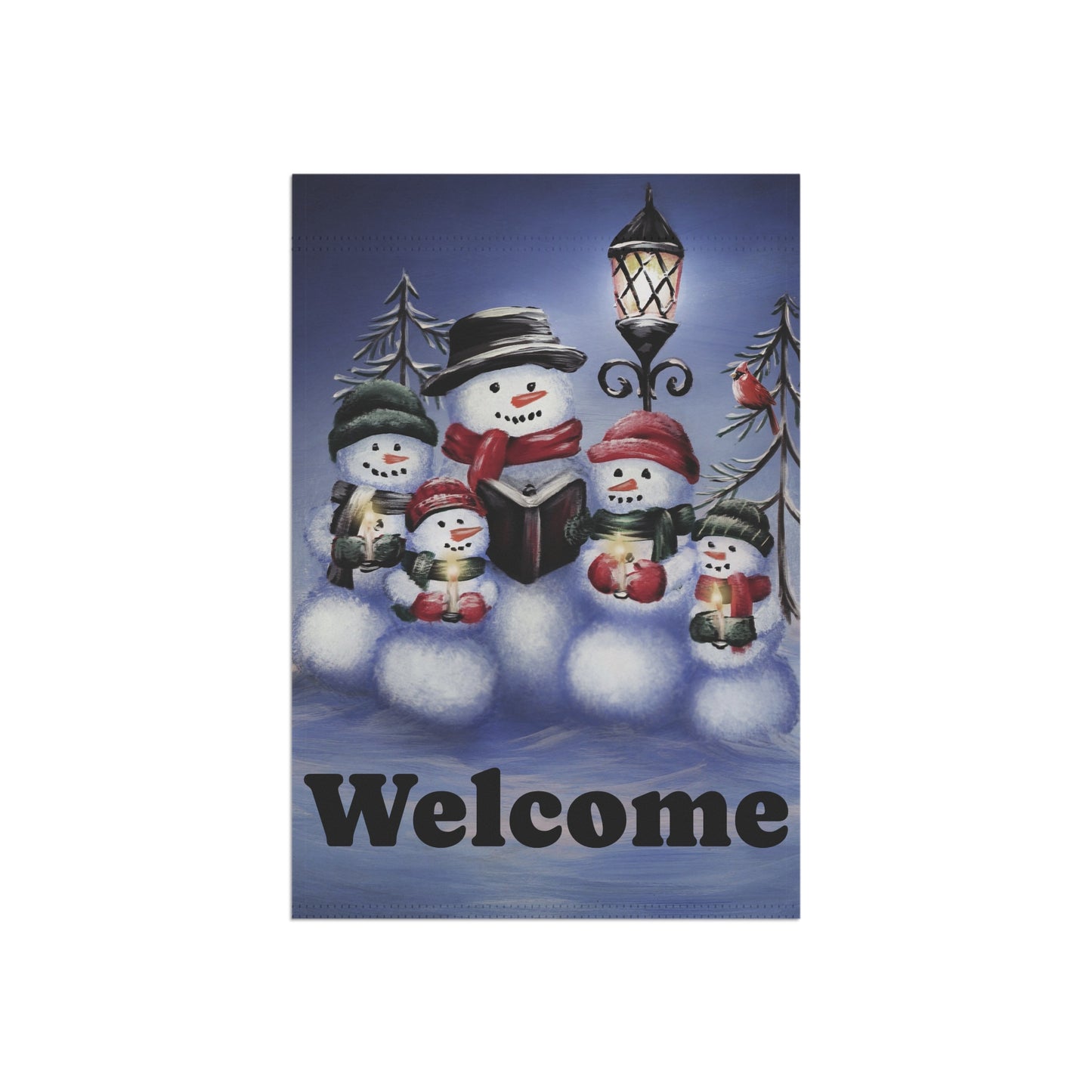 Charming Winter Welcome Banner, Holiday Garden Flag, Outdoor Decor for Winter, Snowman Welcome Sign, Festive Home Accent