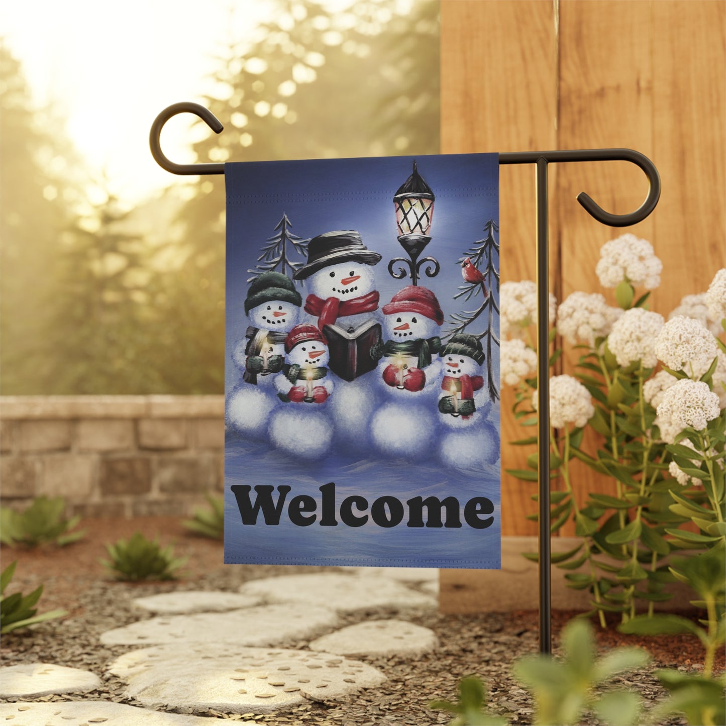 Charming Winter Welcome Banner, Holiday Garden Flag, Outdoor Decor for Winter, Snowman Welcome Sign, Festive Home Accent