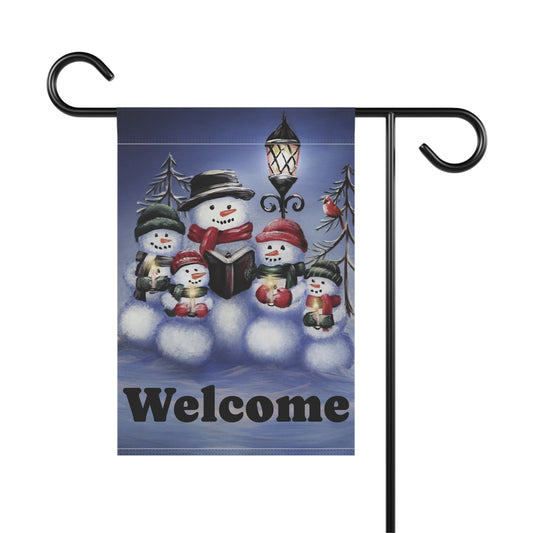 Charming Winter Welcome Banner, Holiday Garden Flag, Outdoor Decor for Winter, Snowman Welcome Sign, Festive Home Accent