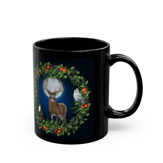 Festive Animal-Themed Black Mug | Perfect for Holiday Gifting