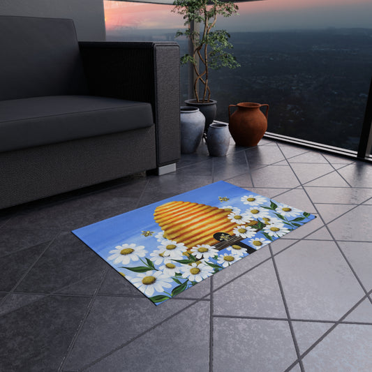 Beehive Floral Outdoor Rug - Perfect for Garden Patios & Picnics