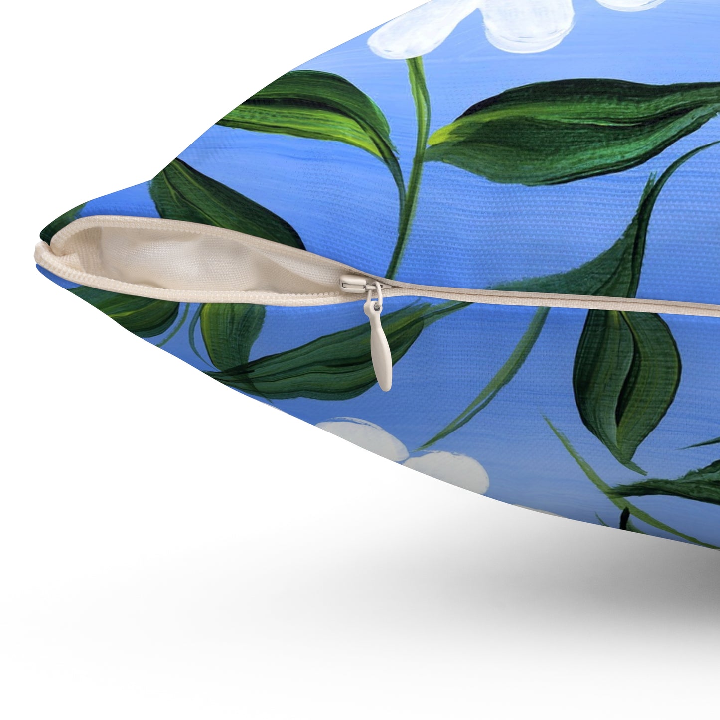 Floral Decor Square Pillow with Daisy Design