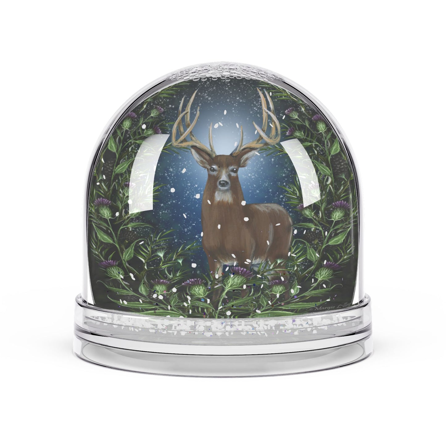 Whimsical Winter Snow Globe with Deer Design
